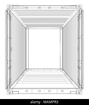 Cargo container. Wire-frame style Stock Photo