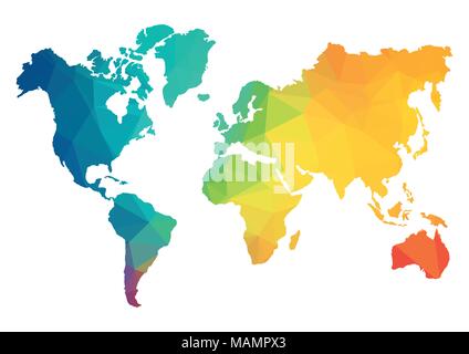 Abstract Polygon World Map - Vector illustration - Geometric Structure in blue color for presentation, booklet, website and other design projects. Pol Stock Vector