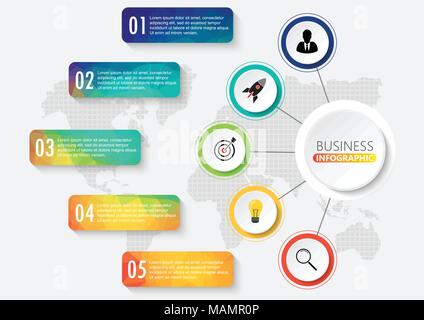 Infographics design vector and marketing icons can be used for workflow layout, diagram, annual report, web design. Business concept with 5 options, s Stock Vector