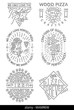 It's a black on white background vector collection of different pizza neon signs Stock Vector