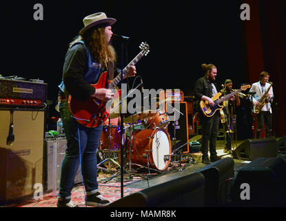 JJ Grey, North Mississippi Allstars and Marcus King perform at The Fillmore Miami Beach, at the Jackie Gleason Theater in Miami Beach, Florida.  Featuring: Marcus King, Jack Ryan, Stephen Campbell, Dean Mitchell, Justin Johnson of The Marcus King Band Where: Miami Beach, Florida, United States When: 25 Feb 2018 Credit: JLN Photography/WENN.com Stock Photo