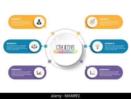 Vector infographic template with 3D paper label, integrated circles. Business concept with options. For content, diagram, flowchart, steps, parts, tim Stock Vector
