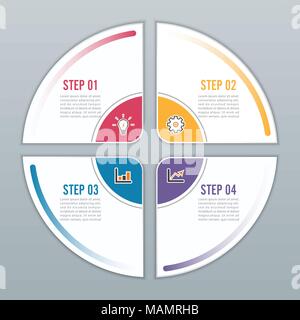 Circle infographic template four option, process or step for business presentation Stock Vector