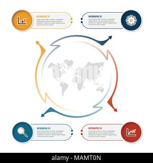 Thin line flat elements for infographic. Template for diagram, graph, presentation and chart. Business concept with 4 options, parts, steps or process Stock Vector