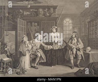 .  English: Marriage +?-la-Mode, (Plate III)                       . 1745. BARON, BERNARD Stock Photo