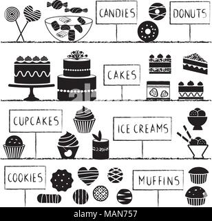 Various cakes and sweets. Stock Vector