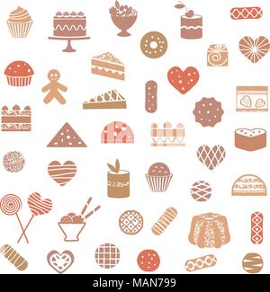 Various cakes and sweets. Stock Vector