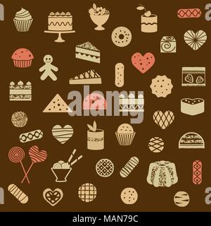 Various sweets vector silhouette icons. Stock Vector