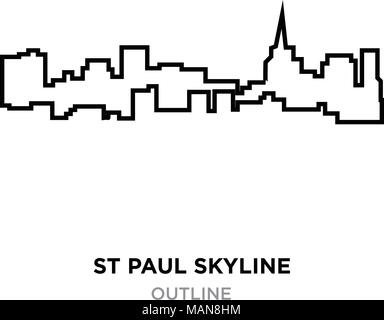 st paul skyline outline on white background, vector illustration Stock Vector