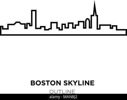 boston skyline outline on white background, vector illustration Stock Vector