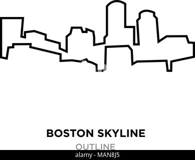 boston skyline outline on white background, vector illustration Stock Vector