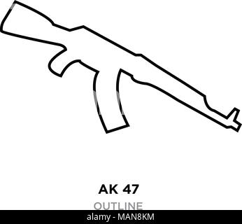 ak47 outline on white background, vector illustration Stock Vector