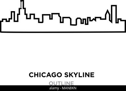 chicago skyline outline on white background, vector illustration Stock Vector