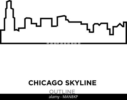 chicago skyline outline on white background, vector illustration Stock Vector