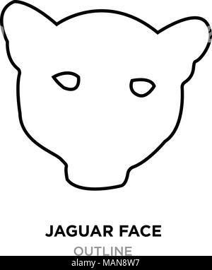 jaguar face outline on white background, vector illustration Stock Vector