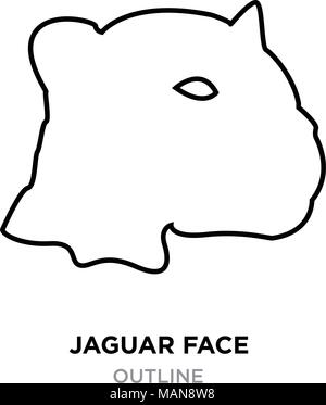 jaguar face outline on white background, vector illustration Stock Vector