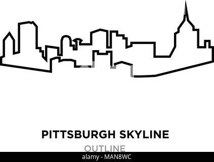 pittsburgh skyline outline on white background, vector illustration ...