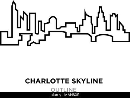 charlotte skyline outline lorem outline on white background, vector illustration Stock Vector
