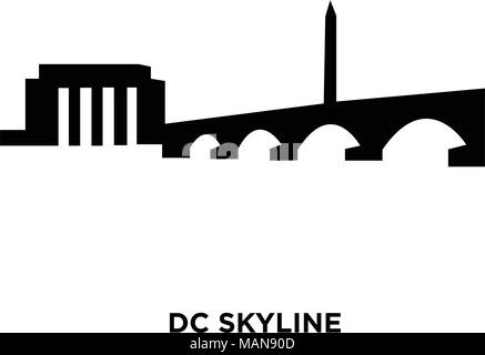 dc skyline silhouette on white background, vector illustration Stock Vector