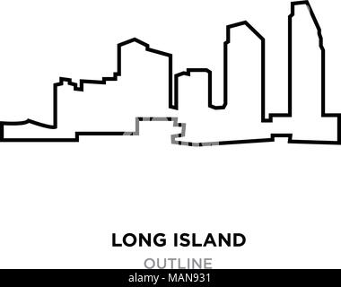 long island outline on white background, vector illustration Stock Vector