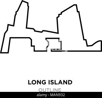 long island outline on white background, vector illustration Stock Vector