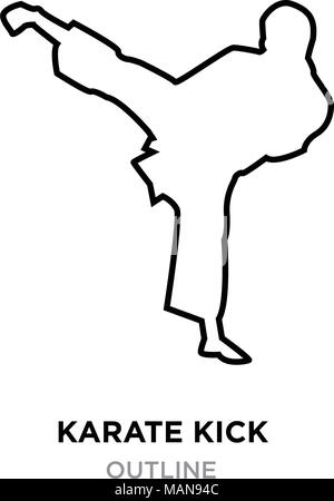 karate kick outline on white background, vector illustration Stock ...