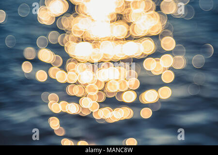 Lights on sea background.Bokeh. Stock Photo