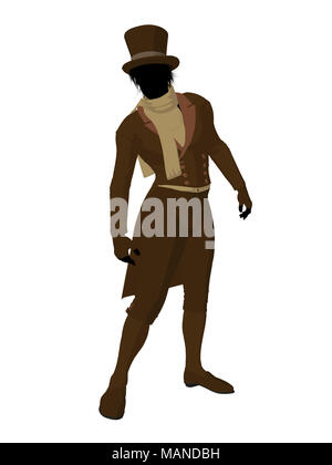 Victorian man art illustration silhouette on a white background Stock Photo