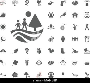 Family walking in forest icon. Spring vector illustration icon set Stock Vector