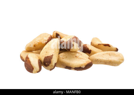 Pile of raw brazil nuts isolated on a white background Stock Photo