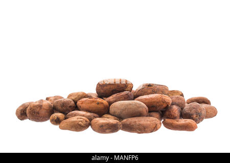 Cacao beans isolated over white Stock Photo