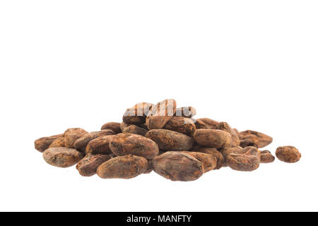 Cacao beans isolated over white Stock Photo