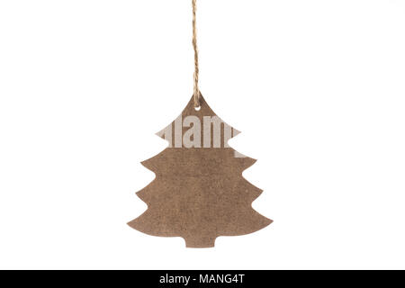 Wooden Christmas tree with star for decoration isolated on a white background Stock Photo