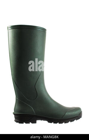 Green rubber boots isolated on white Stock Photo