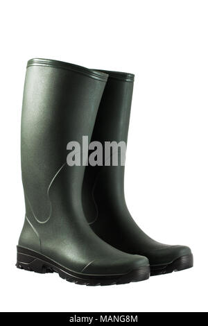 Pair of rubber boots isolated on white Stock Photo