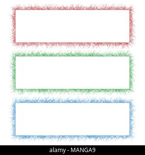 Red, green and blue sketch banner frame set Stock Vector