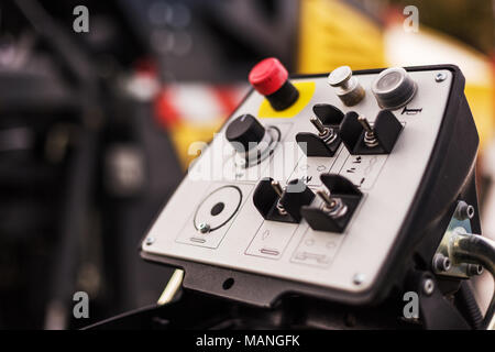 Modern industrial control panel of a machine Stock Photo