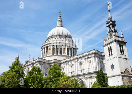 LONDON - MAY, 2017: St Paul’s Cathedral against blue sky, Ludgate Hill, London, EC4. Stock Photo