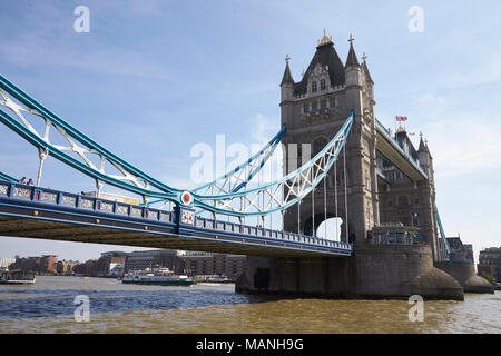 LONDON - MAY, 2017: Tower Bridge on the River Thames, City Of London, London, close up Stock Photo