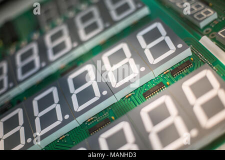 Circuit board for electronic components with digital display Stock Photo