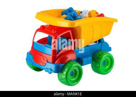 Colorful toy truck isolated on white background Stock Photo