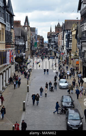 Watergate Street and some of the Rows, a mediaeval shopping area in central Chester, England Stock Photo