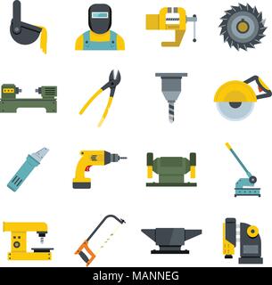Metal working icons set vector flat Stock Vector