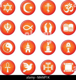 Religion icons set red vector Stock Vector