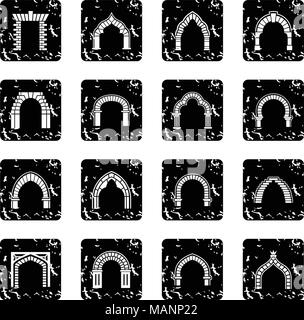 Arch types icons set grunge vector Stock Vector