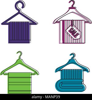 Towel icon set, color outline style Stock Vector