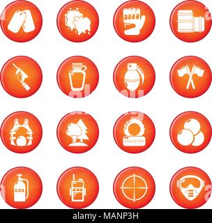 Paintball icons set red vector Stock Vector