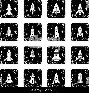 Rocket icons set grunge vector Stock Vector