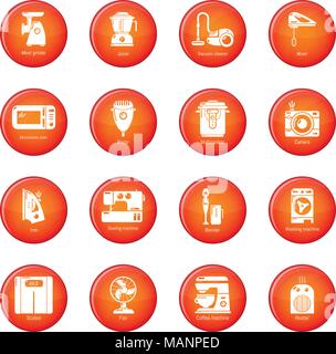 Domestic appliances icons set red vector Stock Vector