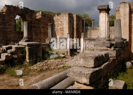 Greece. Olympia. Workshop of Pheidias. Rectangular building, ca. 430 BC. Where Pheidias constructed the famous cult statue of Zeus. The Buiding was later incoporated into a Byznatine church. Elis Region, Peloponnese. Stock Photo